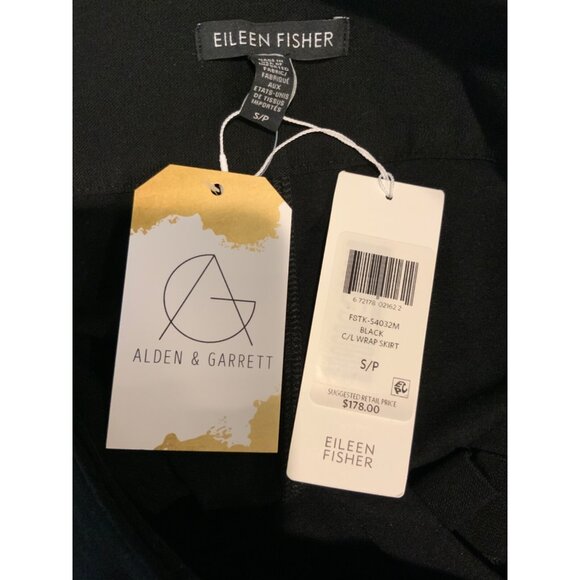 Eileen Fisher Black Crepe A-Line Wrap Skirt NWT $178, Size Small - Picture 6 of 6